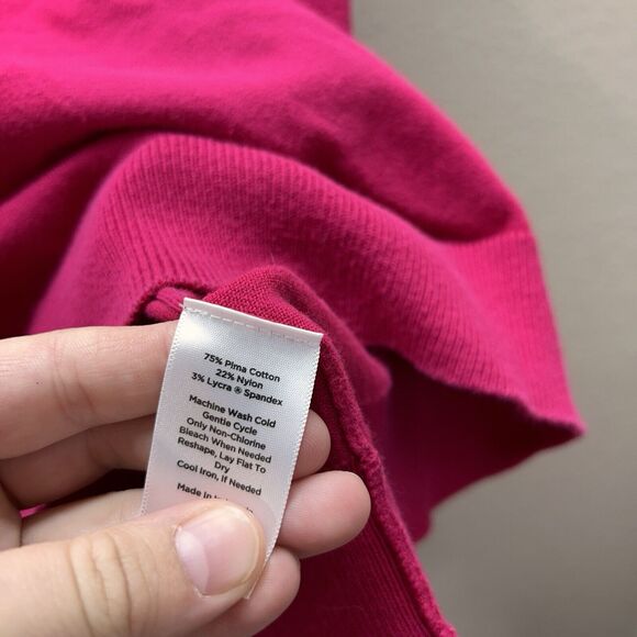 Talbots Plus Size 1X Pink Soft Pima Cotton Blend Scoop Neck Tank Top - Picture 3 of 5